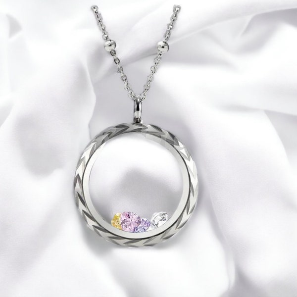 Médaille Pendentif Souvenir Living Locket – Acier Inoxydable Et Zircon – IMPRESS