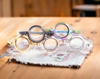 Bracelet jonc à mémoire de forme flottant en verre, 30 mm, acier inoxydable
