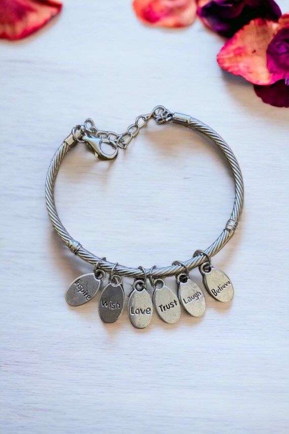 Adjustable Cuff Inspirational Charm Bracelet