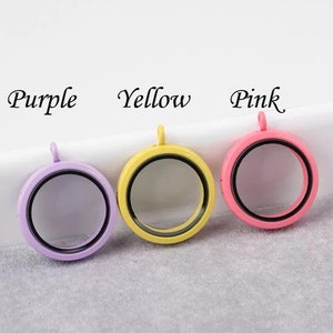 Enamel Stainless Steel Floating living Glass Lockets, 30 mm Round Floating Locket Magnetic Glass Locket