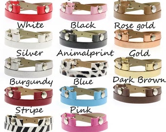 Bracelet double en cuir 40 * 0,8 cm pour bracelets médaillons à breloques flottantes