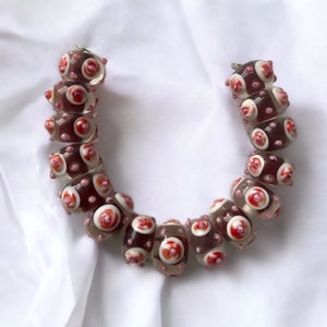 15 piece set Handcrafted Fine, Murano Lampwork Glass Flower Beads 12-14 mm