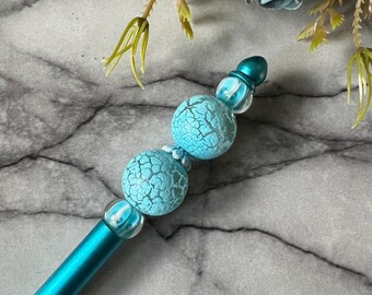 Metal Beaded Pen Lampwork Flower Beads Pen Unique Beaded Pen