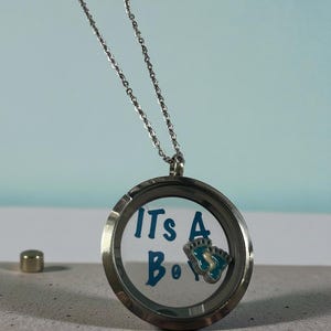 Personalized 30mm Gold, Silver, Black Stainless Steel Memory Floating Charm Matte Round Glass Locket Pendant with Necklace Magnetic Closure