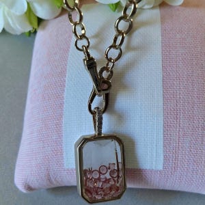 Personalized Small Faceted Gold Plated Memory Glass Locket Charm Necklace