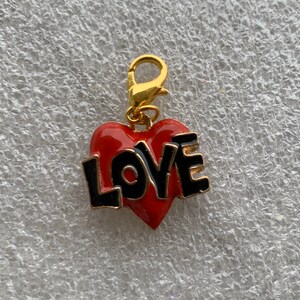 Red and Black Gold Love Heart Charm