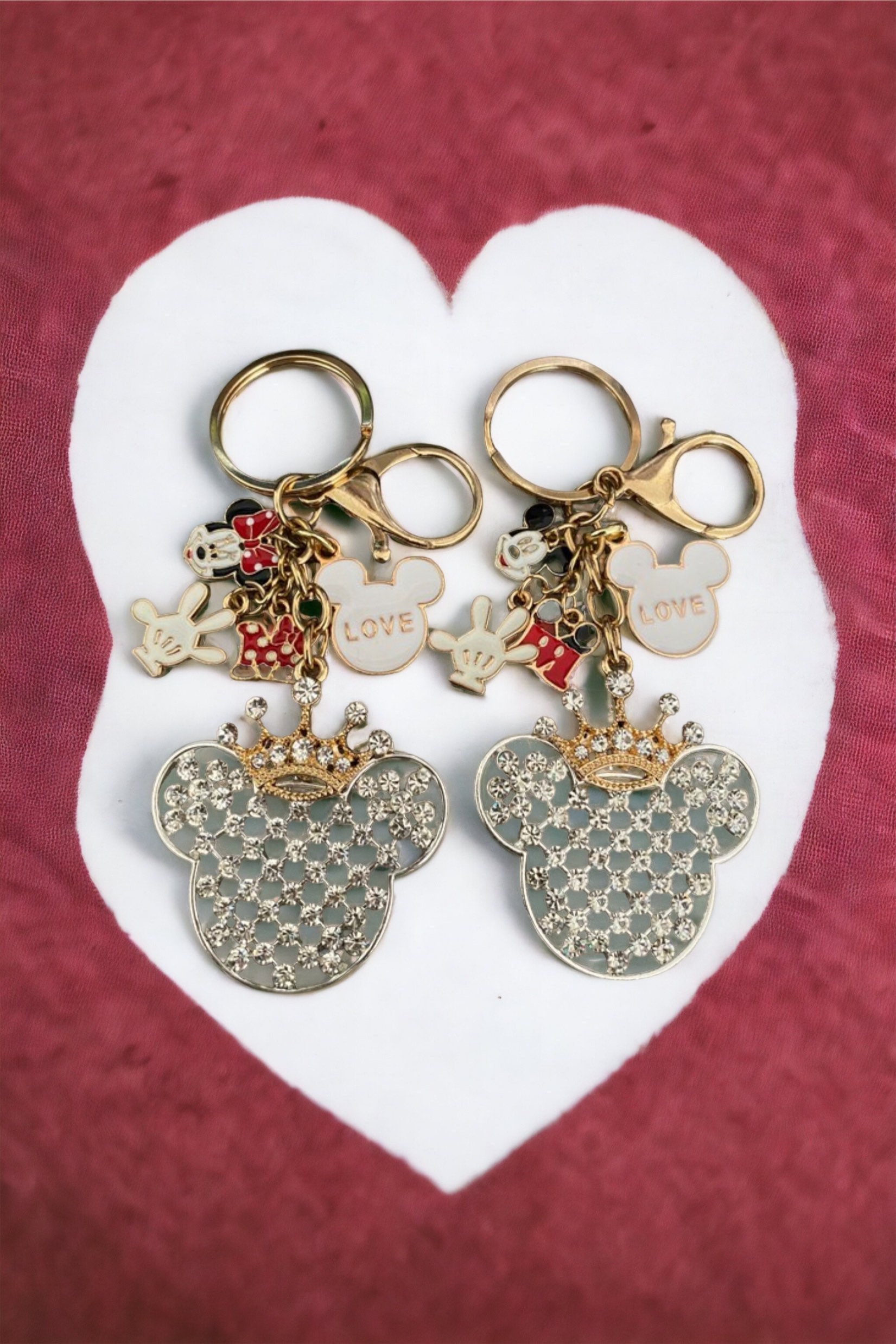 Mickey Mouse Heart Leather Keychain – Personalizable