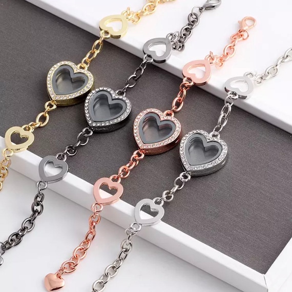 Buy ShinyJewelry Living Memory Locket Bracelet Fit Floating Charms (Heart)  Online at Lowest Price Ever in India | Check Reviews & Ratings - Shop The  World