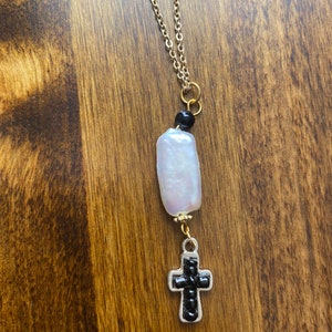 Natural Stone Faith Cross Necklace