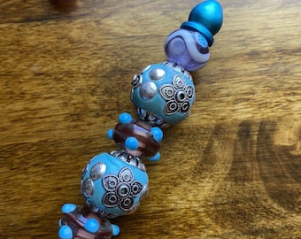 Metal Beaded Pen Lampwork Flower Beads Pen Unique Beaded Pen
