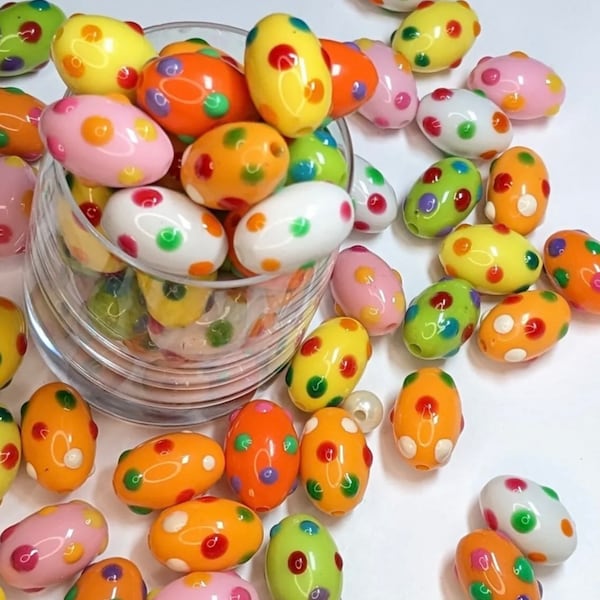 5 pcs 14mm X 20mm Multicolor Teardrop Loose Spacer Egg-Shaped Mixed Beads Crafts Jewelry Making