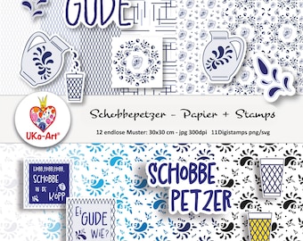 Schobbepetzer plotter file, Digipaper Digistamps Hessian gifts, Hessen Apfelwein Schobbe