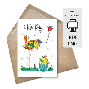 Carte de naissance imprimable, bonjour bébé, réaliser des cartes DIY, carte de voeux bébé avec instructions