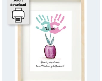 Gift for kindergarten teacher with handprint, thank you for helping me grow, download file