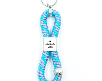 personalized keychain mom, engraving very best mom, gift for mom with name, sailing rope in 24 colors