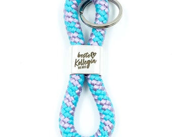 Colleague gift keychain made of sailing rope, favorite colleague, engraving best colleague in the world, 34 colors