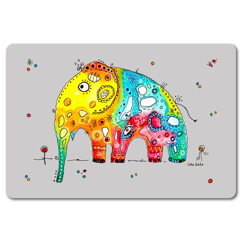 Elephant doormat, personalized gifts, indoor door mat, 60 x 40 cm washable non-slip Elefant Gisela