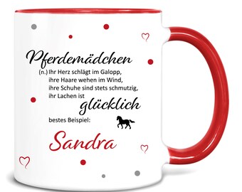 Personalized cup horse girl with name, gift rider, name cup red