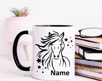 Cup of horses personalized with name, gift for rider horse girls