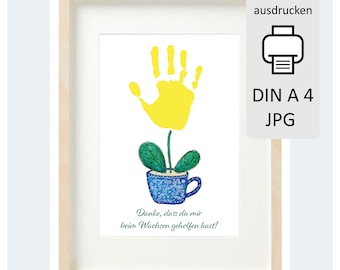 Kindergarten teacher gift with handprint, thank you for helping me grow, download file