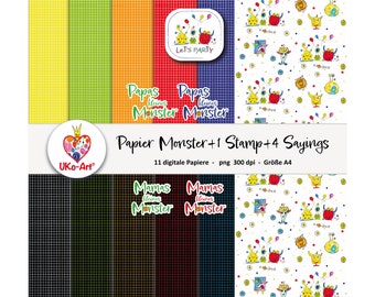 Digital Paper Scrapbook Background Paper for Printing, Monster