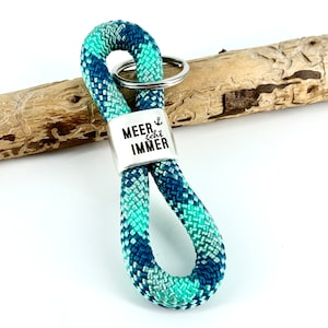 Key chain sailing rope Moin home port or sea always works, multicolor colors Meer geht immer