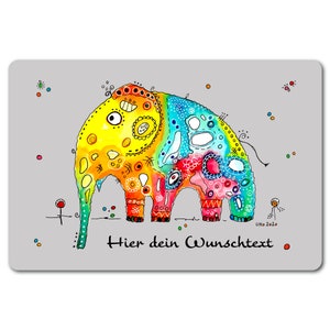 Elephant doormat, personalized gifts, indoor door mat, 60 x 40 cm washable non-slip image 5