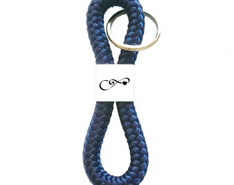 Key ring infinity sign with heart, personalized infinity gifts, sailing rope 24 colors