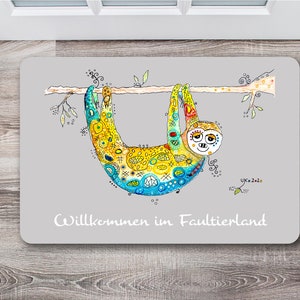 Doormat with sloth, welcome to sloth land, personalized housewarming gifts, 40 x 60 cm washable image 6