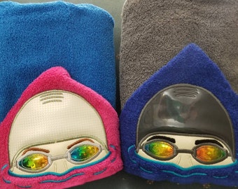 Personalized Swimmer Hooded Bath Towel, Kids Swim Team Gift
