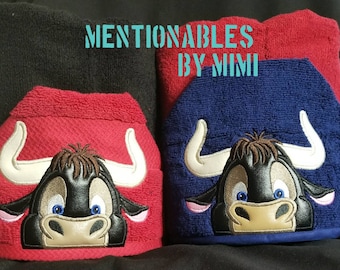 Ferdinand Inspired Bull Hooded Bath Towel - Kid's Gift