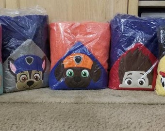 Paw Patrol Inspired Hooded Towel, Personalized Kids Bath Towel