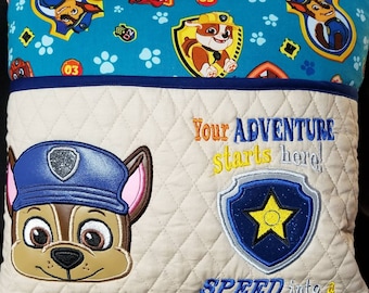 Paw Patrol Reading Pillow, Embroidered Pocket Pillow, Kids Tablet Holder