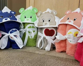 Care Bears Inspired Hooded Bath Towel, Personalized Kid Gift