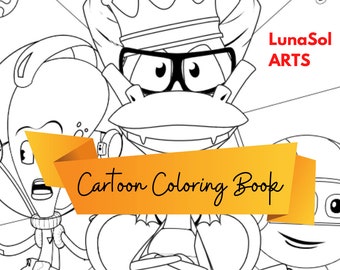 Cartoon Coloring Book - For Kids & Adults - 60 High Quality Pages - Printable