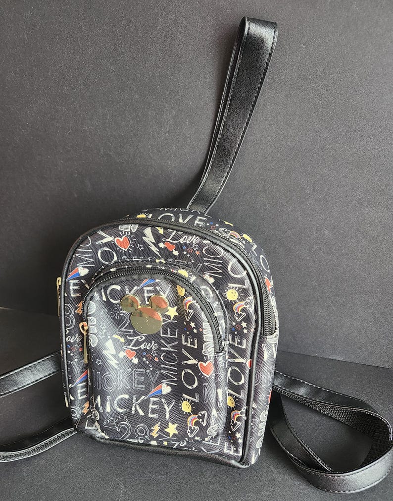 Mini sac à dos « Love » Mickey Mouse Parcs Disney Noir multicolore 8 x 8 x 4 image 1