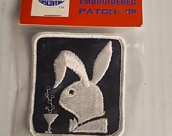 RARE vintage des années 70, nouveau patch brodé lapin Playboy, verre à Martini extrêmement agréable