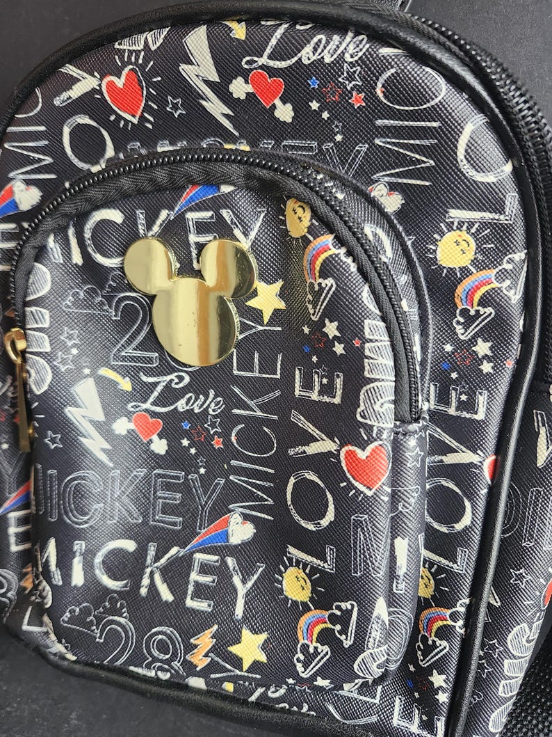 Mini sac à dos « Love » Mickey Mouse Parcs Disney Noir multicolore 8 x 8 x 4 image 2