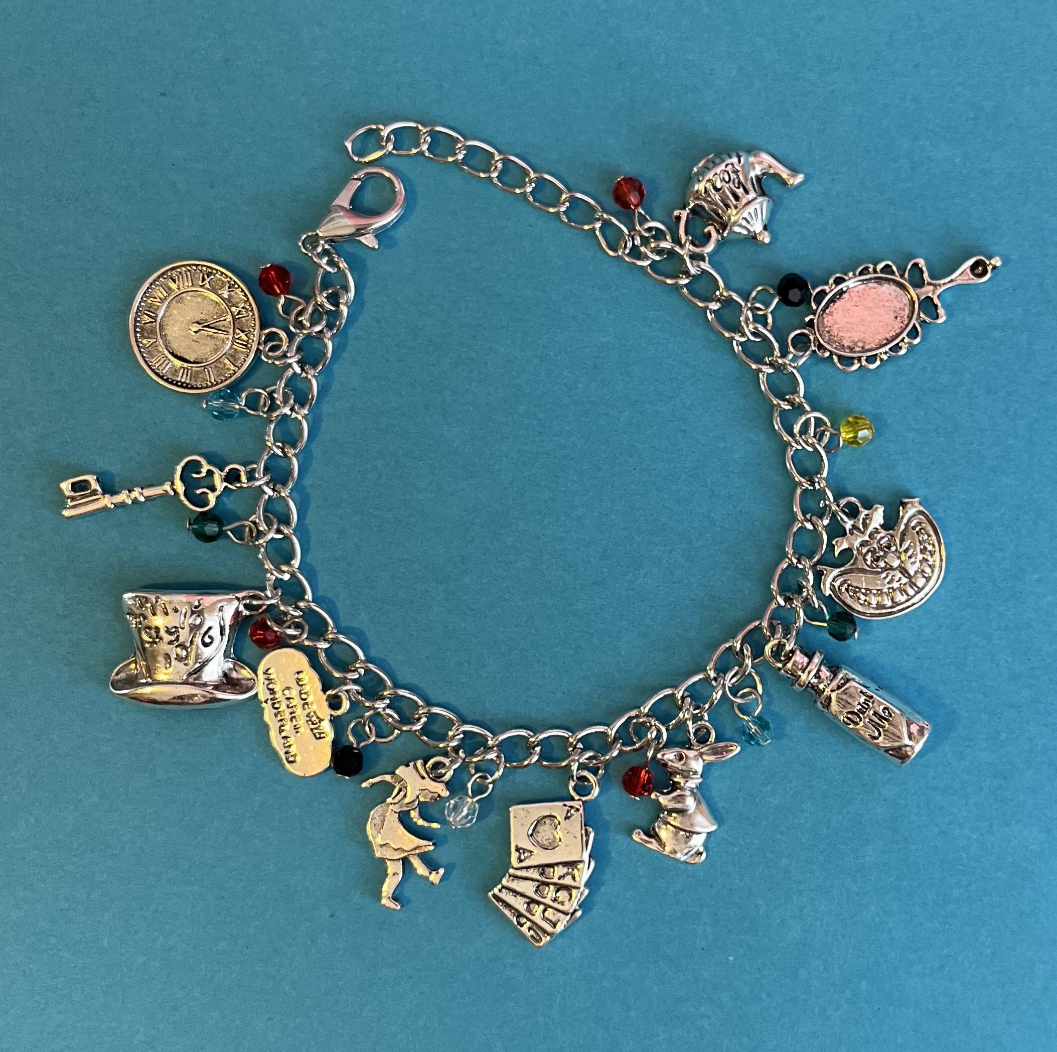 Disney Luxury Bracelet Charms Bangle Alice in Wonderland Pulseiras Feminina  Silver Plated Family Fashion Bracelet for Women