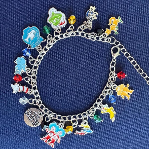 Dr. Seuss Inspired Charm Bracelet: Yertle, Lorax, Cat in the Hat