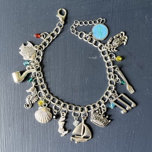 Ariel inspired, charm bracelet - charms and colorful beads. The Little Mermaid