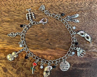 Phantom of the Opera inspired,  charm bracelet - charms and colorful beads.