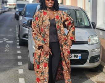 African kimono dress. Oversized kimono long dress. Elegant lady kimono dress. African print kimono. boss lady kimono.