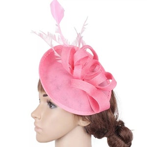 Pink Kentucky Derby Fascinator- Wedding Hat, Royal Ascot Hat, Tea Party Hat, Oak Race Hats, Church Hat, Easter Hat