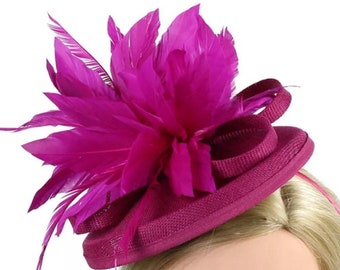 Fascinator magenta du Kentucky Derby - chapeau de mariage, chapeau fuchsia, chapeau d'église, chapeau de Pâques, chapeau fantaisie