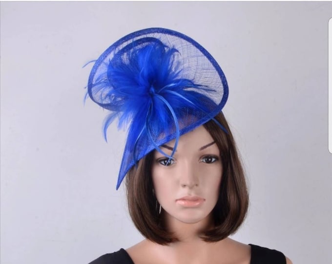 Blue Sinamay Wedding Fascinator Bridesmaids Ascot Kentucky Derby Cocktail Party Tea Party Melbourne Cup Easter Kate Middleton Crownjewellusa
