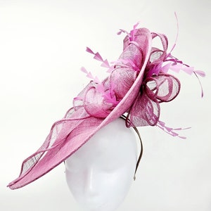 Large Mauve Pink Kentucky Derby Fascinator - Wedding Hat, Race Hat, Tea Party Hat, Church Hat, Vintage