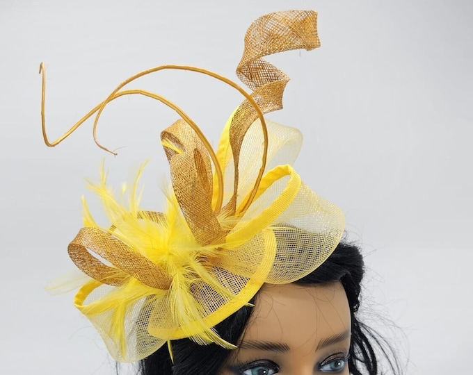 Yellow Fascinator Hat Wedding