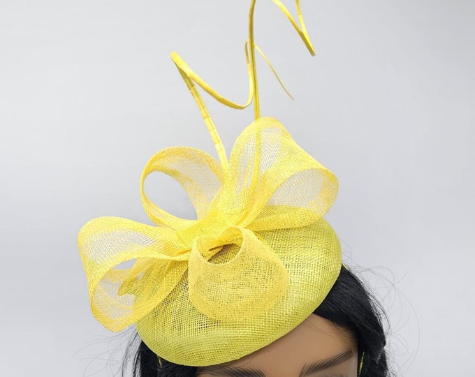 Yellow Fascinator Hat Wedding