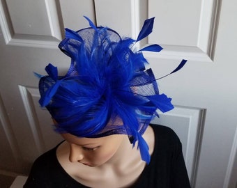 Royal Blue Fascinator- Wedding Hat, Kentucky Derby Hat, Race Hat, Tea Party Hat, Bridal Hat, Church Hat, Fancy Hat